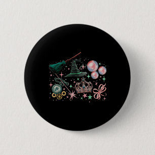 Roze gaat goed met groene grappige Halloween-heks Ronde Button 5,7 Cm