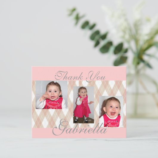 Roze gabbys 1... briefkaart (Staand voorkant)