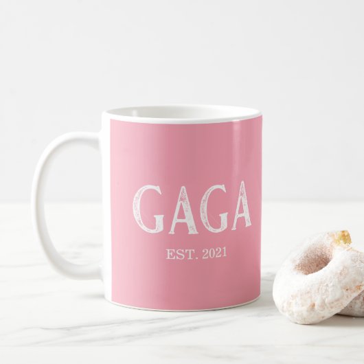 Roze gaga Jaar ingesteld Koffiemok (Met donut)