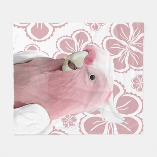 Roze Galah Cockato Fleece Deken (Voorkant (Horizontaal))