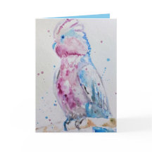Roze Galah Parrot-vogelkaart Waterverf