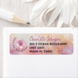 Roze Galaxy Flower Special Delivery Address Etiket