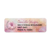 Roze Galaxy Flower Special Delivery Address Etiket (Voorkant)