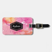 Roze galaxy gepersonaliseerd bagagelabel (Voorkant horizontaal)