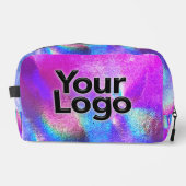 Roze Galaxy Holografische Luxe Zakelijke Logo Toilettasje (Voorkant)