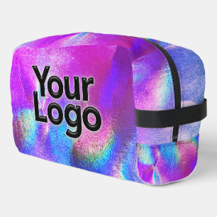 Roze Galaxy Holografische Luxe Zakelijke Logo Toilettasje