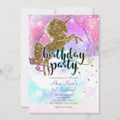 Roze Galaxy Magical Unicorn Sparkle Birthday Party Kaart (Voorkant)