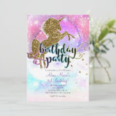 Roze Galaxy Magical Unicorn Sparkle Birthday Party Kaart (Staand voorkant)