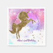 Roze Galaxy Magical Unicorn Sparkle Birthday Party Servet (Voorkant)