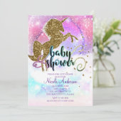 Roze Galaxy Magische Eenhoorn Sparkle Baby shower Kaart (Staand voorkant)