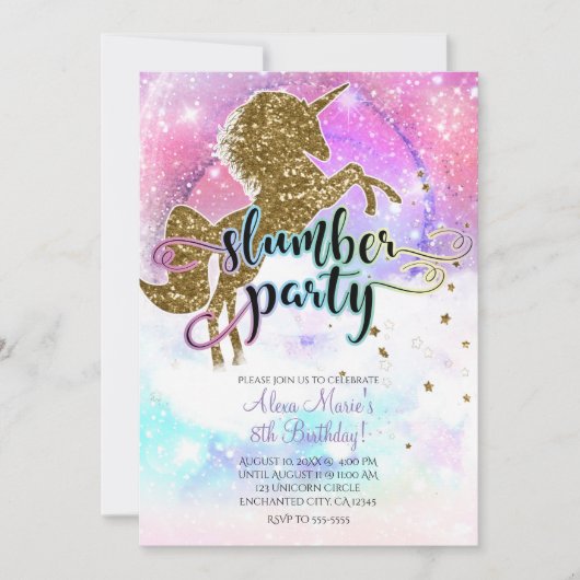 Roze Galaxy Magische Eenhoorn Sparkle Slumber Part Kaart (Voorkant)