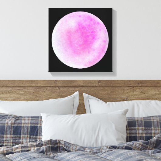 Roze Galaxy Orb – Roze en Witte Canvas Print (Insitu (Slaapkamer))