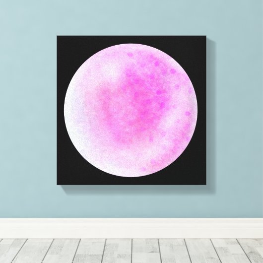 Roze Galaxy Orb – Roze en Witte Canvas Print (Insitu (Houten vloer))