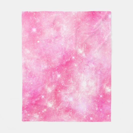 Roze Galaxy Universe Fleece Deken (Voorkant)