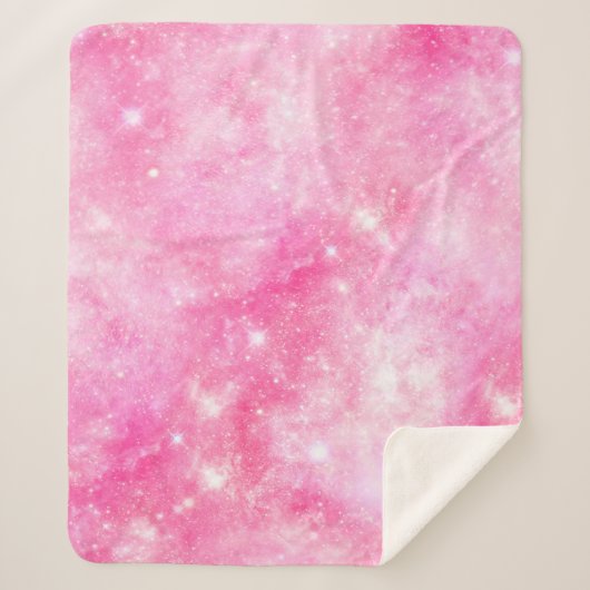 Roze Galaxy Universe Sherpa Deken (Voorkant)