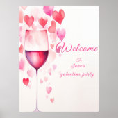 Roze galentine party poster (Voorkant)