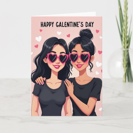 Roze Galentines Dag Kaart (Voorkant)