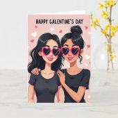 Roze Galentines Dag Kaart (Gele Bloem)