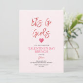 Roze Galentine's Day Feest Brunch Diner Kaart (Staand voorkant)