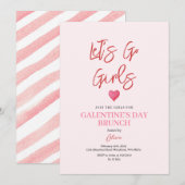 Roze Galentine's Day Feest Brunch Diner Kaart (Voorkant / Achterkant)