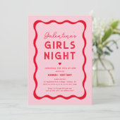 Roze Galentine's Day Girls Night Kaart (Staand voorkant)