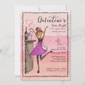Roze Galentine's Day Meidenavondfeest Kaart (Voorkant)
