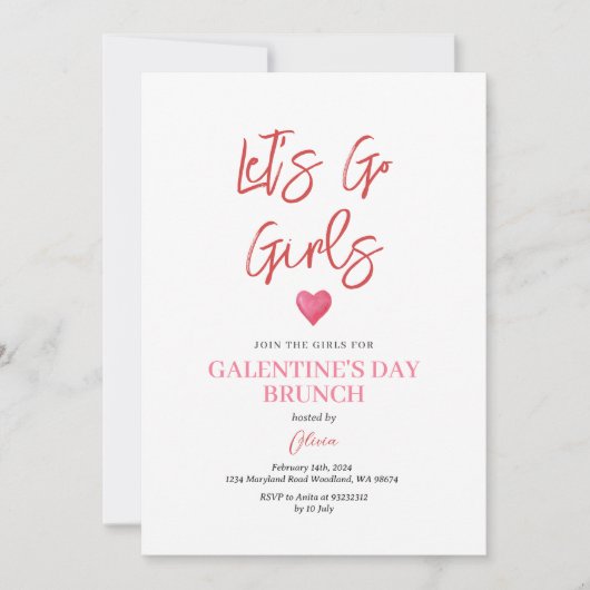 Roze Galentine's Day Party Brunch Diner Valentijn Kaart (Voorkant)