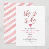 Roze Galentine's Day Party Brunch Diner Valentijn Kaart (Voorkant / Achterkant)