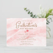 Roze Galentine's Dinner Brunch Party Invitation Kaart (Staand voorkant)