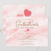 Roze Galentine's Dinner Brunch Party Invitation Kaart (Voorkant / Achterkant)
