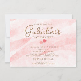 Roze Galentine's Dinner Brunch Party Invitation Kaart