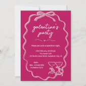 Roze Galentines Girls Night Valentijn's Invitation Kaart (Voorkant)