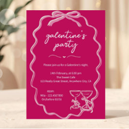 Roze Galentines Girls Night Valentijn's Invitation Kaart
