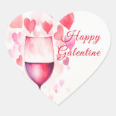 Roze galentines hart sticker (Voorkant)