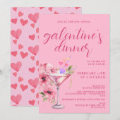 Roze Galentines Meisjes Nacht Diner Cocktail Party Kaart (Voorkant / Achterkant)