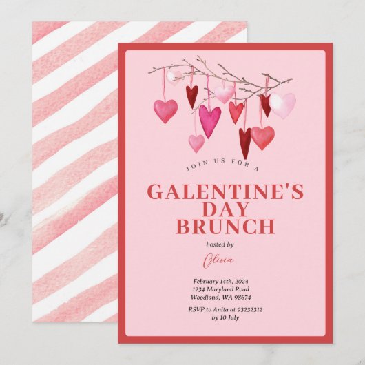 Roze Galentine's Meisjes Nachtballon van de Valent Kaart (Voorkant / Achterkant)