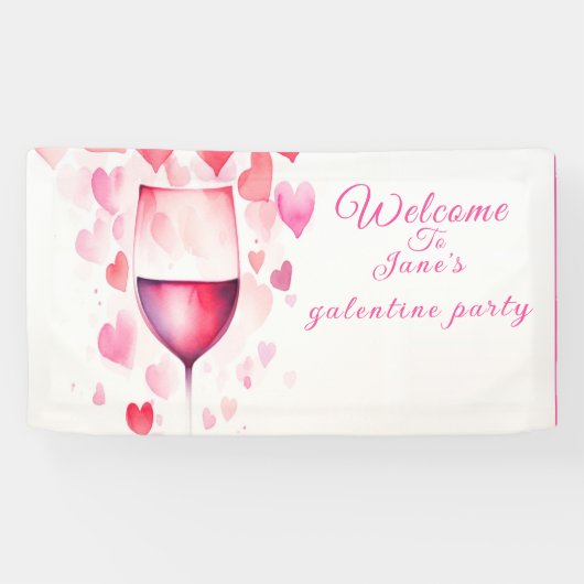 Roze galentines spandoek (Horizontaal)