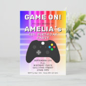 Roze Game On Videospel Controller Gaming Verjaarda Kaart (Staand voorkant)