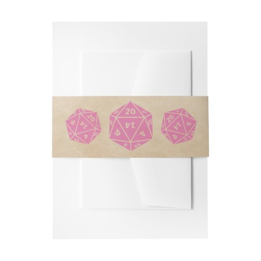 Roze gamer Belly Bands D20-dijs Uitnodigingen Wikkel (Voorkant Voorbeeld)