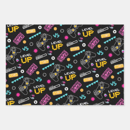 Roze Gamer Pixelated Gift Wrapping Paper Set