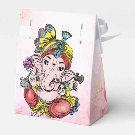 Roze Ganesha lotus indiaan dank u gunsten Bedankdoosjes (Achterkant)