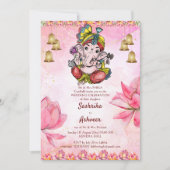 Roze Ganesha lotus Indiase bruiloft sjabloon Kaart (Voorkant)