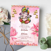 Roze Ganesha lotus Indiase bruiloft sjabloon Kaart