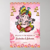 Roze Ganesha lotus Indiase bruiloft welkom teken Poster (Voorkant)