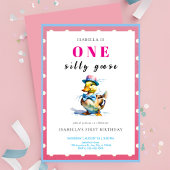 Roze Gans 1e verjaardag Kaart