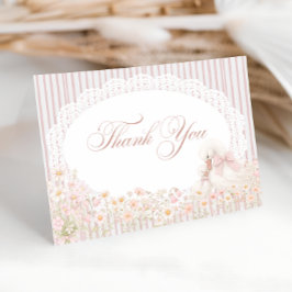 Roze Gans Meisje Bloemige Baby Shower Bedankkaart