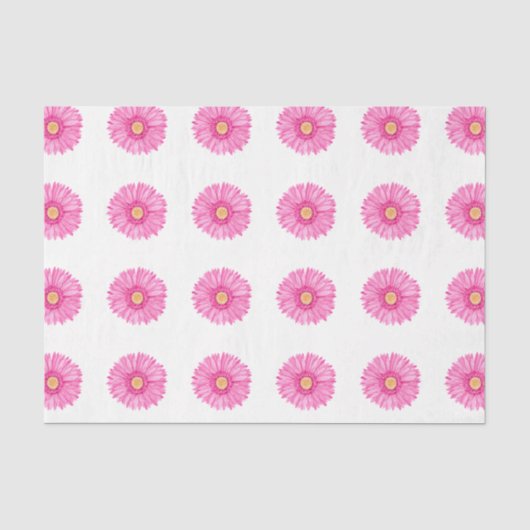 Roze Garbera Flower Pattern Tissue Paper Tissuepapier (Voorkant)