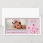 Roze Garden Baby Girl Hartelijk dank Bedankkaart (Voorkant / Achterkant)