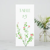 Roze Garden Bouquet Table Number Card Menu (Staand voorkant)