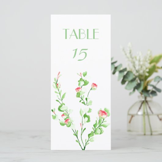 Roze Garden Bouquet Table Number Card Menu (Staand voorkant)